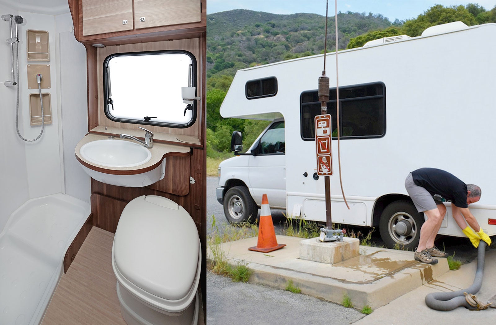 Portable RV/camper toilet and holding tank setup in Wichita, Kansas