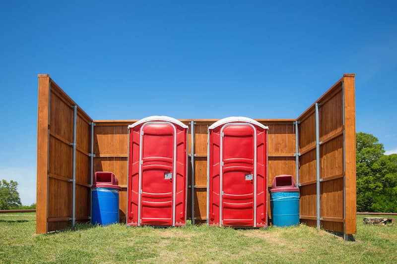 Short-term porta potty units staged for delivery in Wichita, Kansas